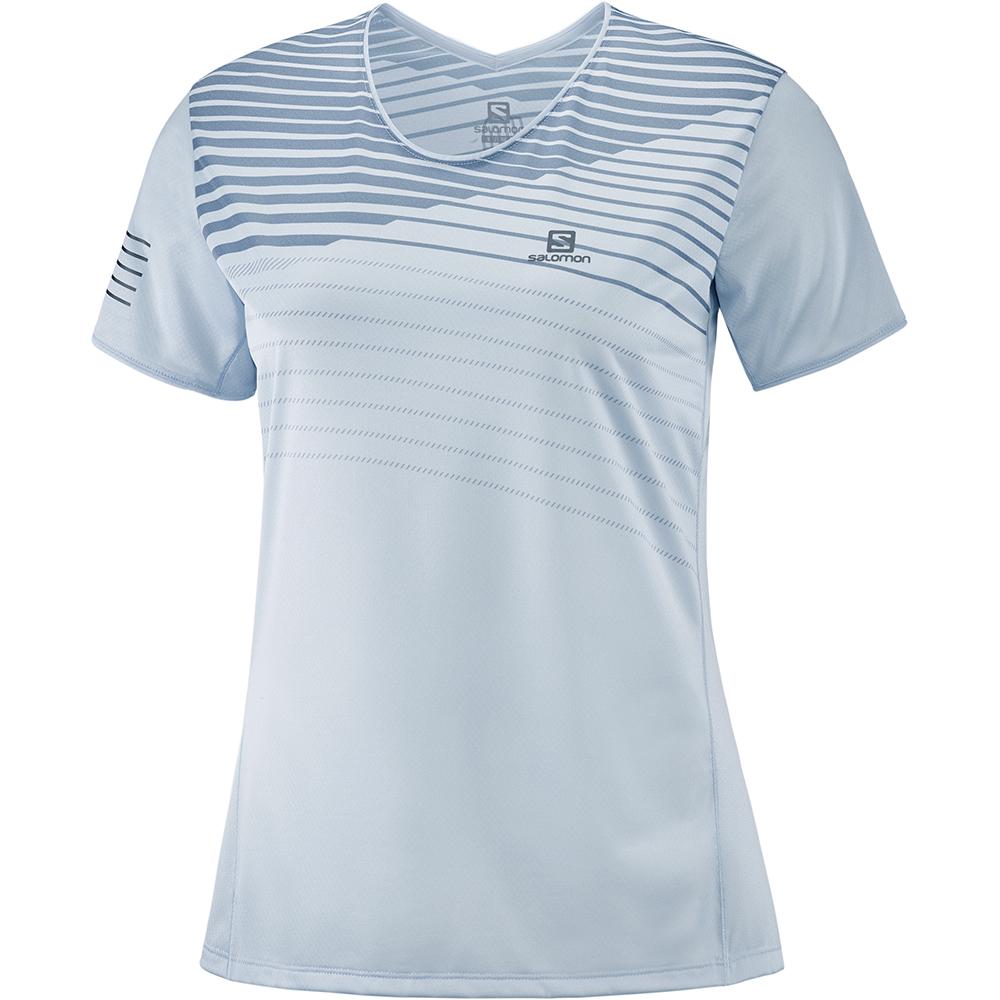 Salomon Singapore Womens T-shirts - SENSE W Blue | 52086-AVHC